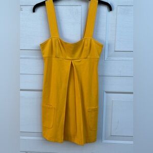 VTG Diane von Furstenberg yellow Dress Minimalist Preppy Pockets 2